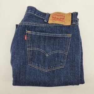 Levi Strauss 501 Jeans 42x34 White Button Fly Jeans Dark Wash Straight Leg Denim
